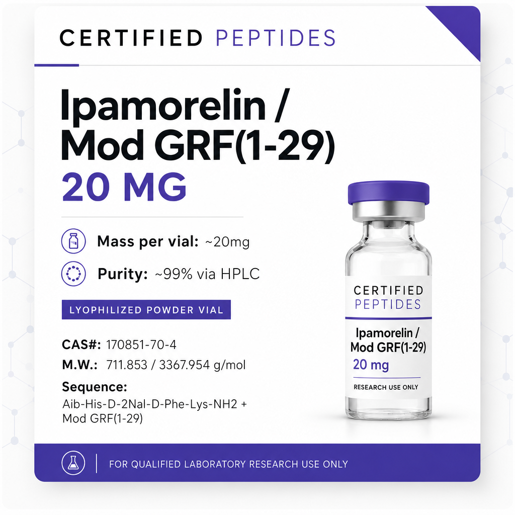 Ipamorelin / Modified GRF(1-29), 20 mg — research material